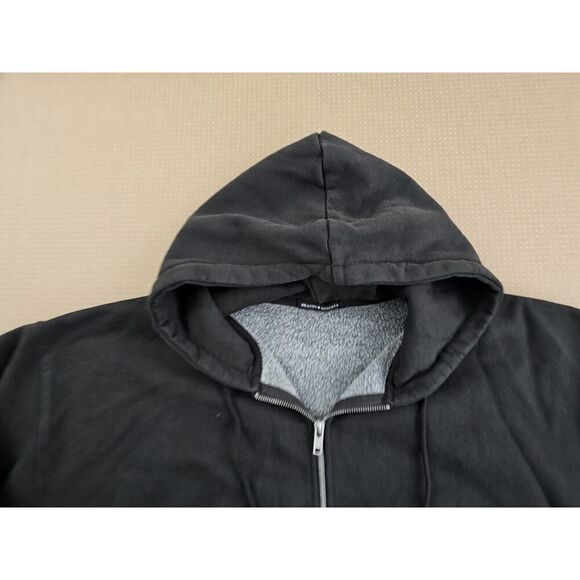 Brandy Melville Sweater Womens One Size Gray Solid Oversized Hoodie Full Zip - Picture 2 of 11